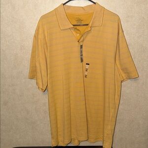 Van Heusen Men's Yellow Polo Shirt Short Sleeve Striped New XL